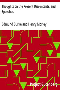 Cover of Thoughts on the Present Discontents, and Speeches — Reading Notes