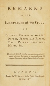 Cover of Remarks on the Importance of the...
